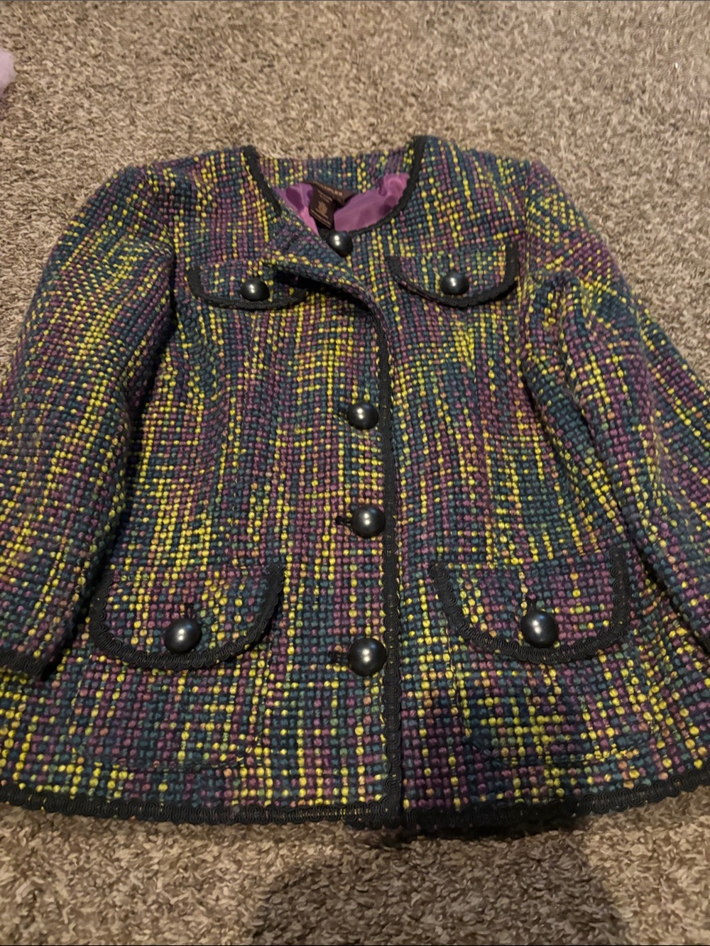 Women’s Multicolor Tweed Button-Front Blazer Jacket